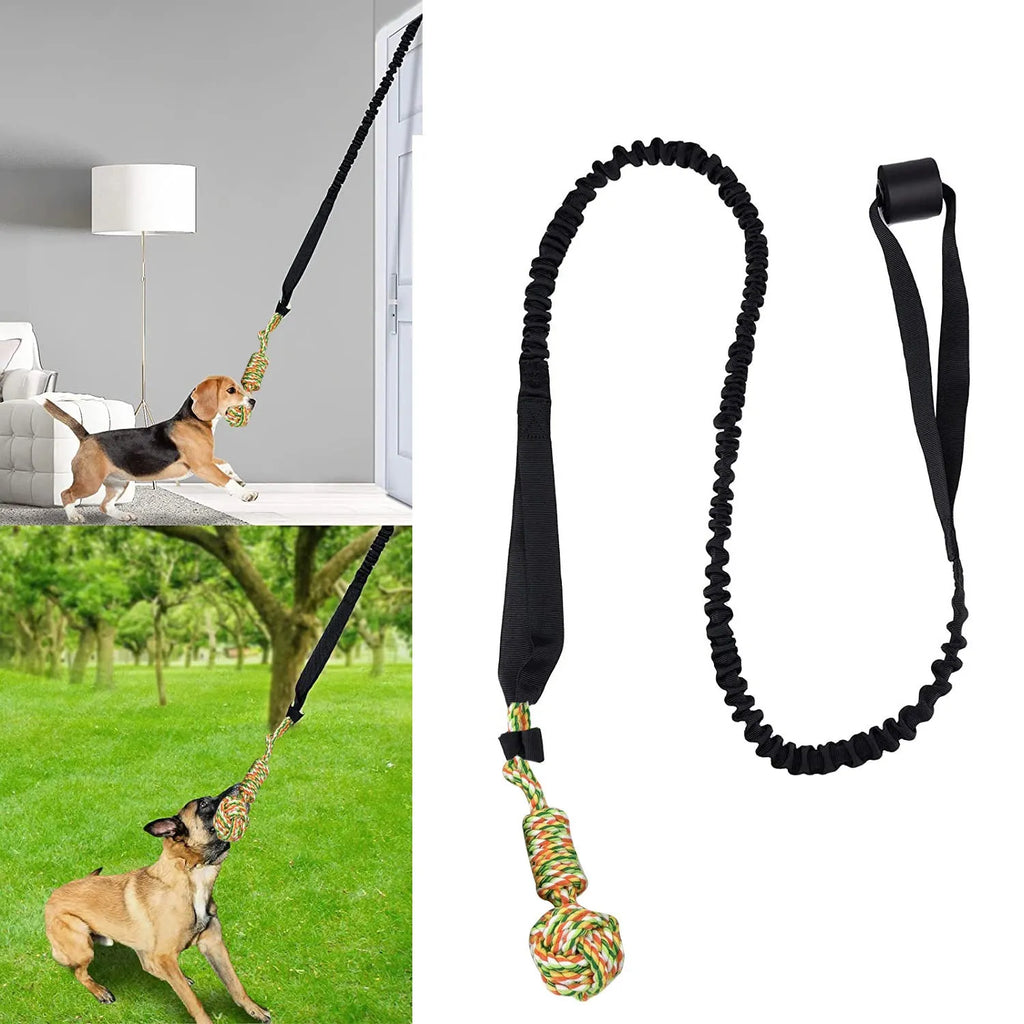 Cotton thread dog tug of war rope toy in black, grey, or red for large breed chewing and play