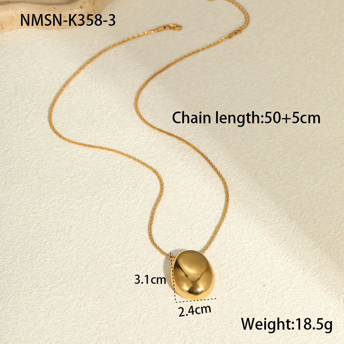 Gold-plated geometric pendant necklace with stainless steel chain 41-50cm length