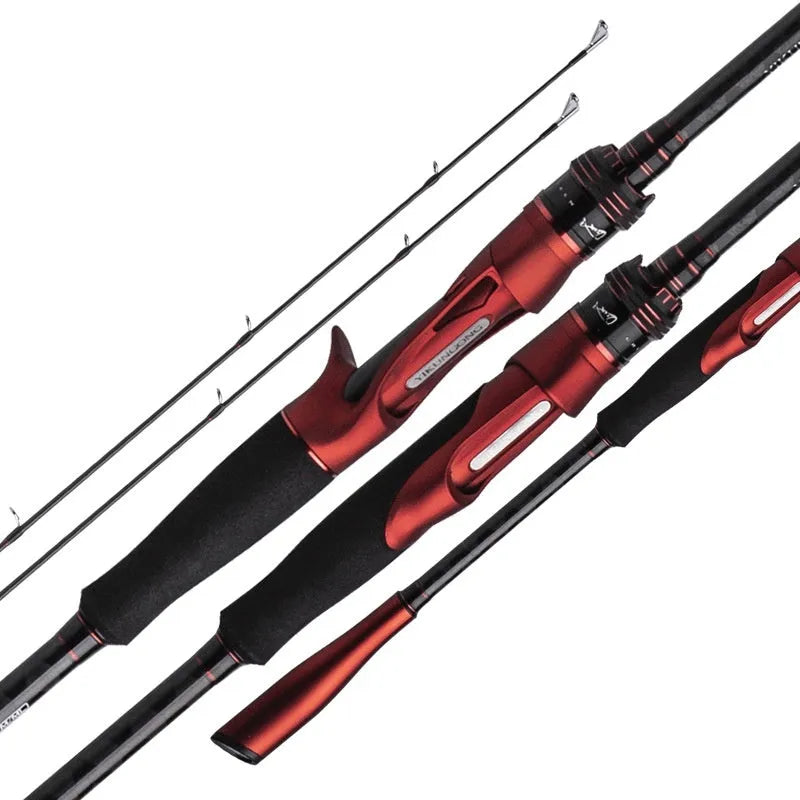 Carbon ultralight fishing rod showing pikestaff and straight handle options for lure fishing.