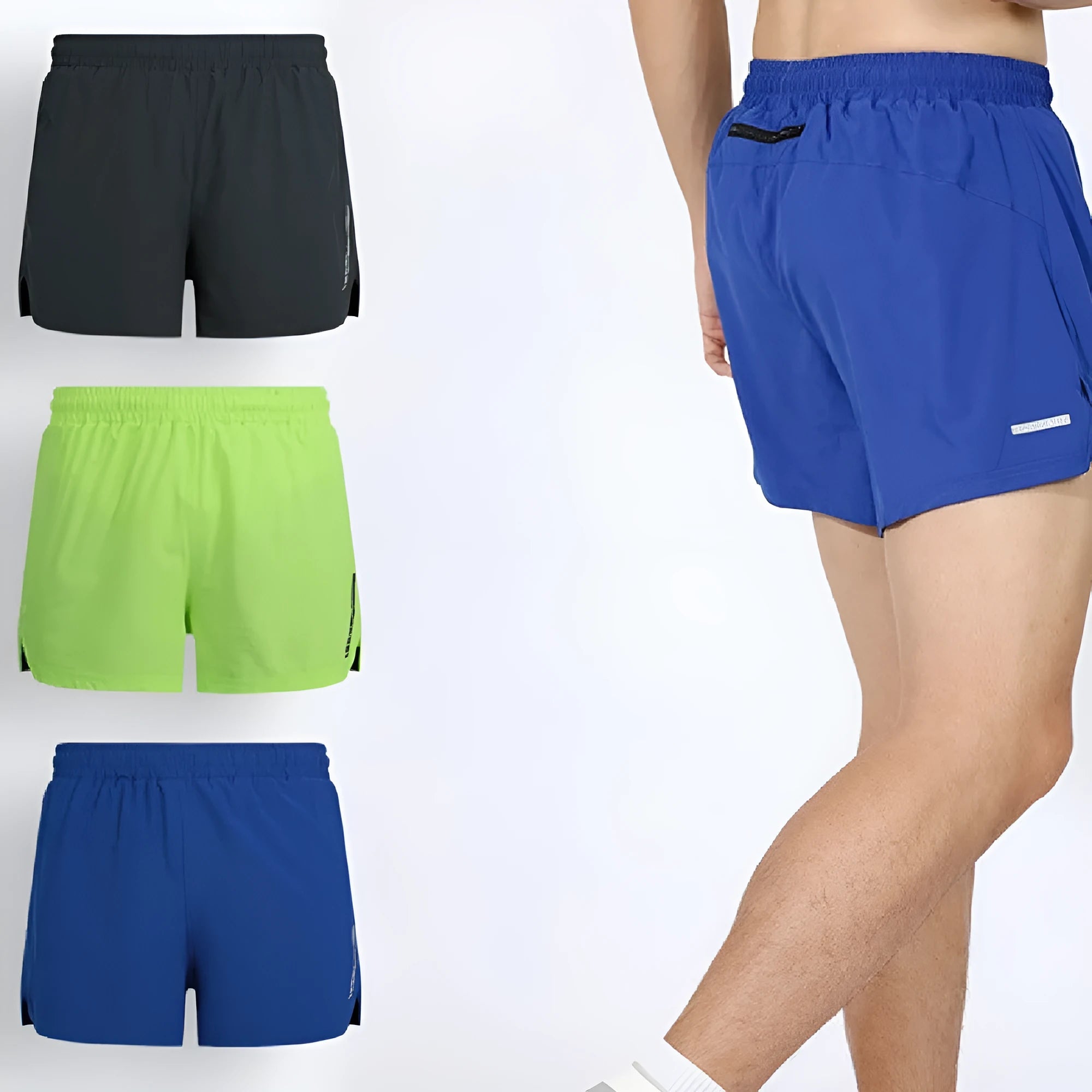Men's grey straight-leg quick-dry running shorts for marathon training.
