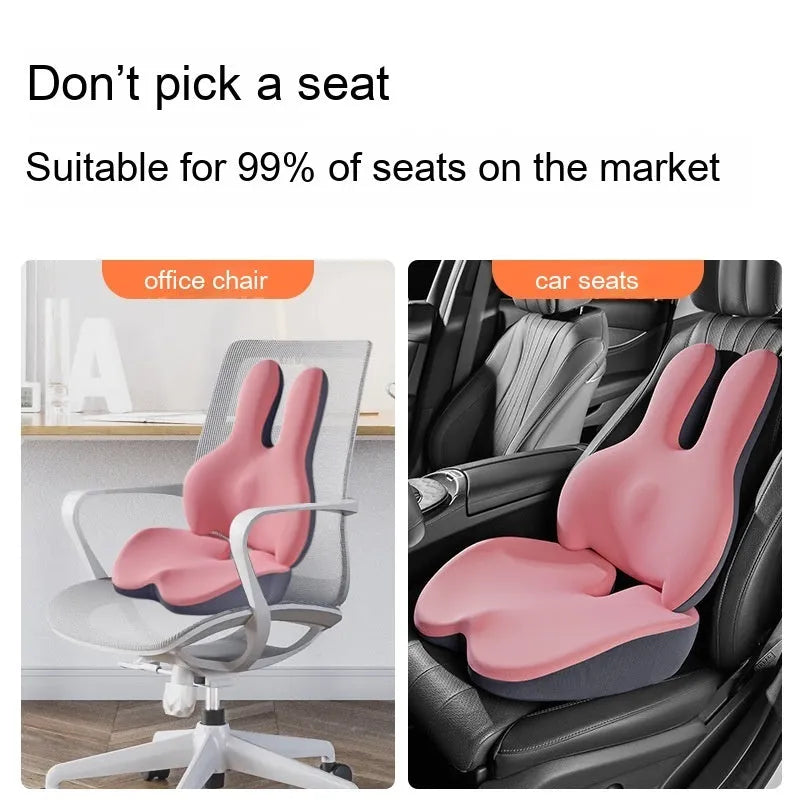 Car seat cushion and lumbar support set with thickened foam padding in multiple colour options