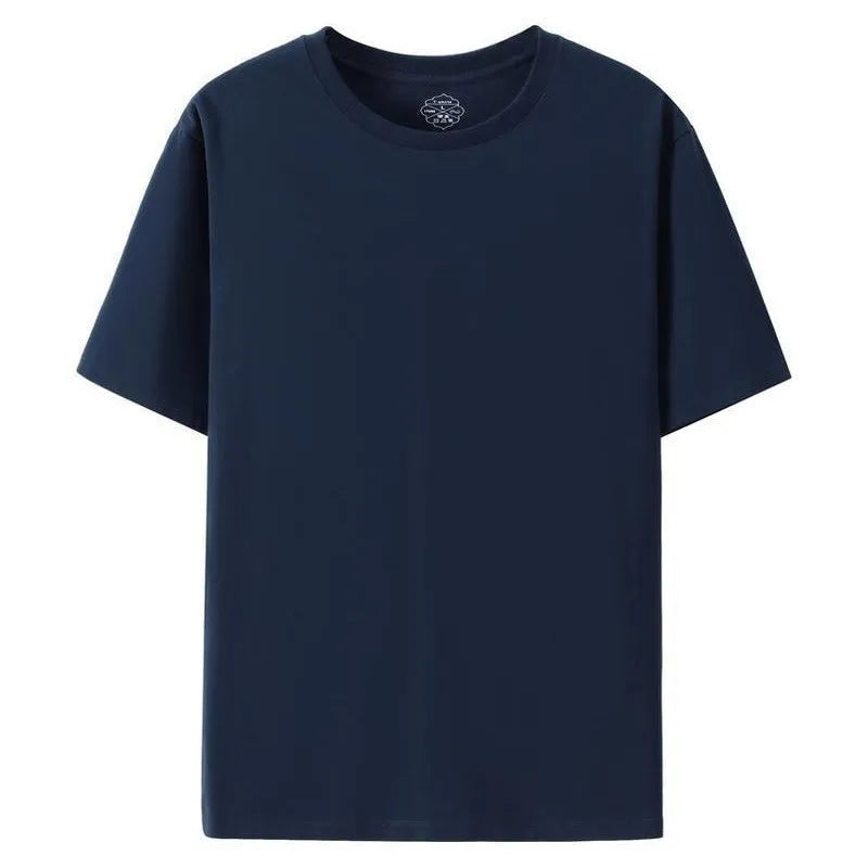 Round neck cotton t-shirt in slim fit with short sleeves available in black and white solid colours