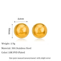 Stainless steel ball stud earrings in gold or silver plating, 3mm to 6mm sizes