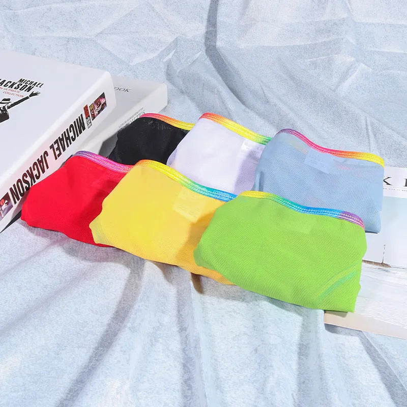 Mesh transparent briefs in solid colours with quick-drying knit fabric construction