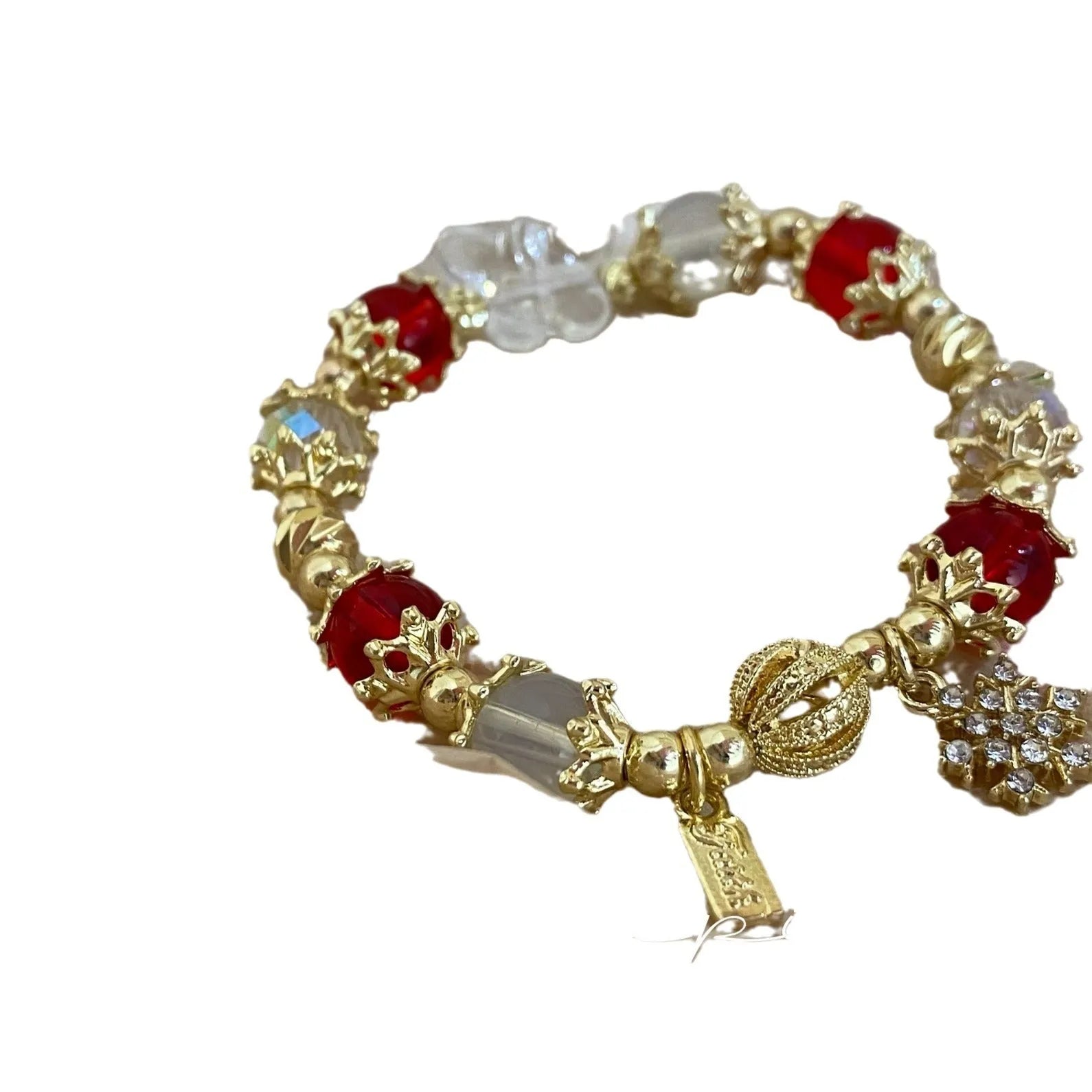 Women's galaxy colour bracelet with snowflake pendant and bow charm, alloy electroplated jewellery
