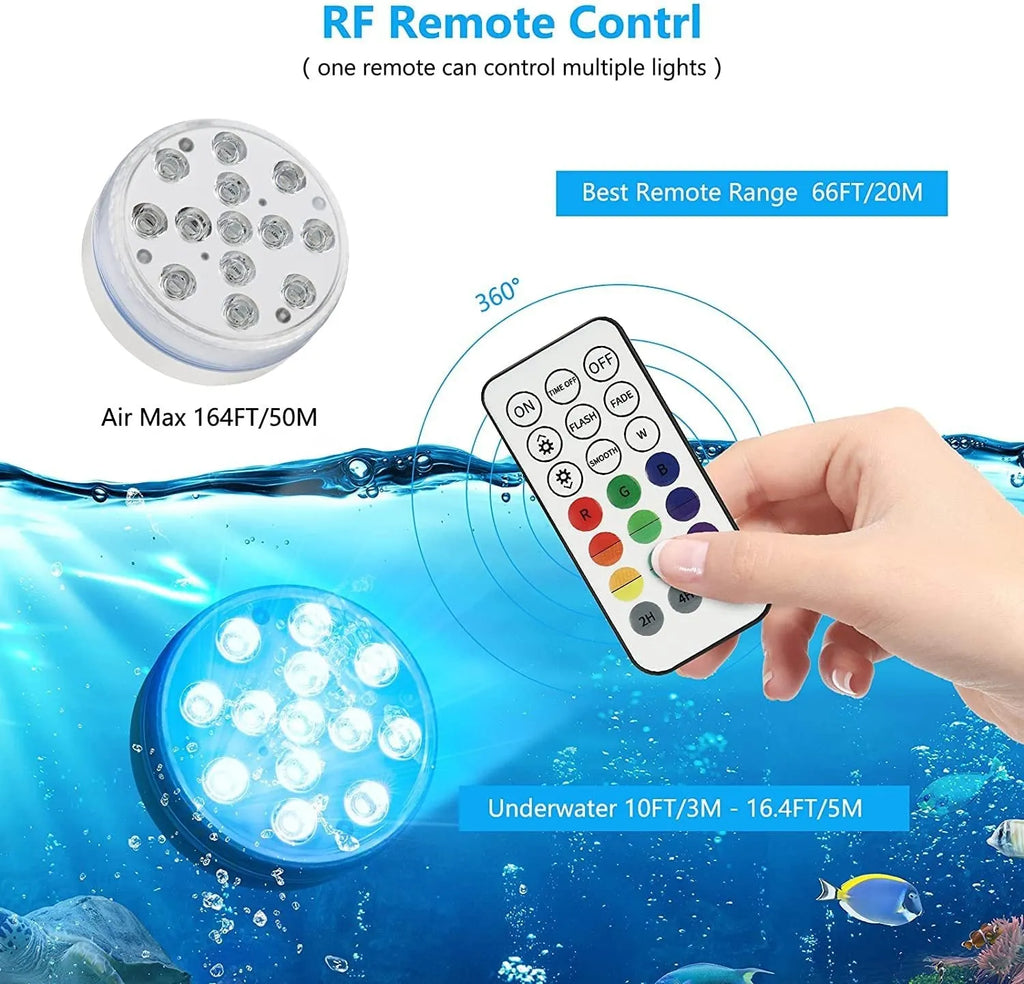 Remote control colour changing LED diving light with IP68 waterproof rating for garden ponds