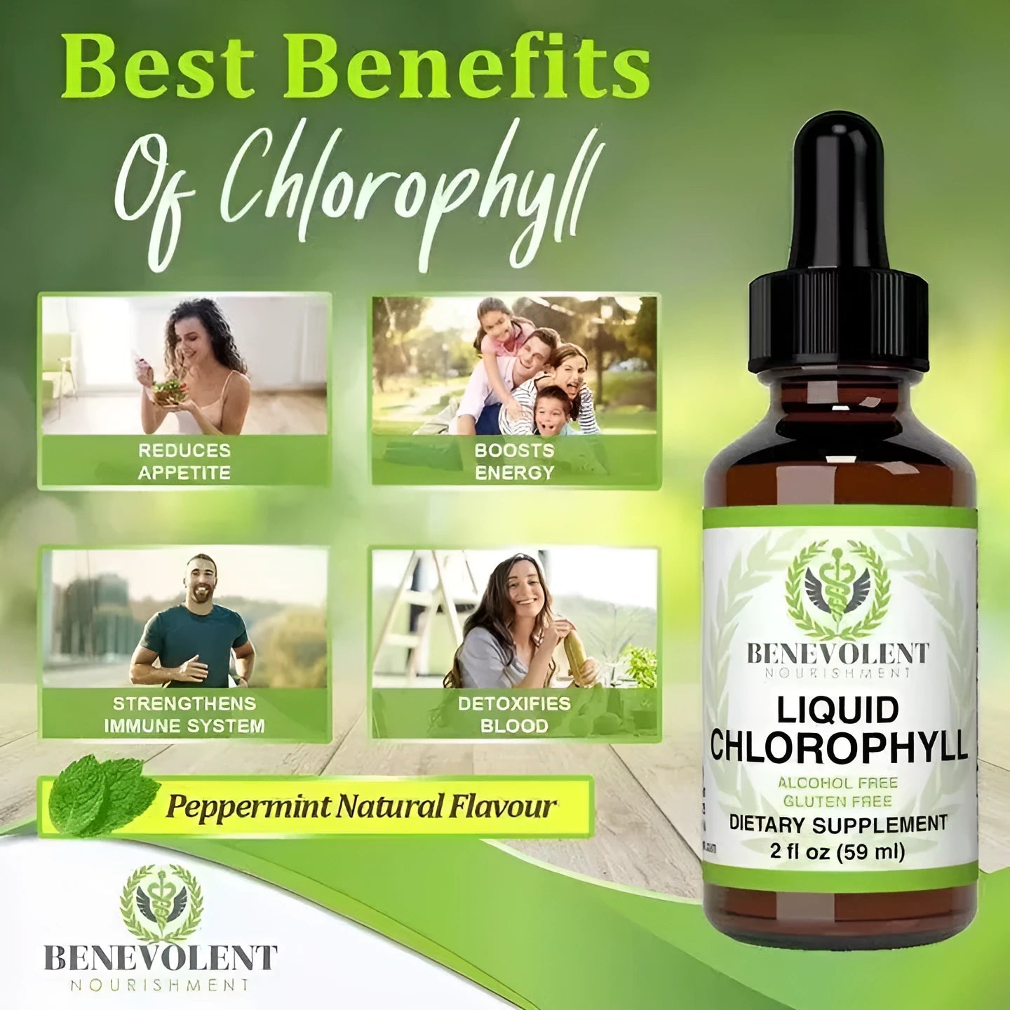 60ml bottle of natural body odour intestinal care liquid chlorophyll drops for adult supplementation