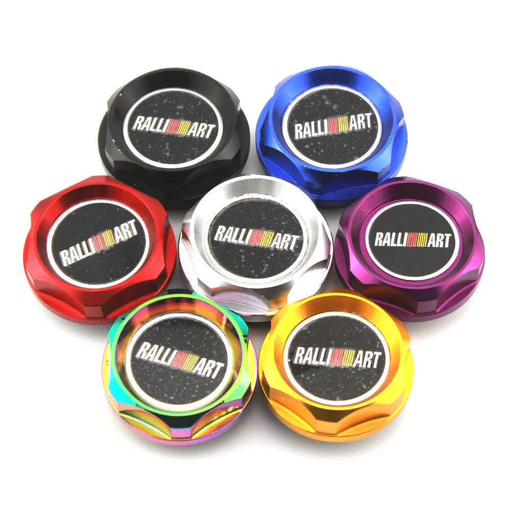 Aluminium alloy oil filter cap for Mitsubishi cars in one of six colour options.