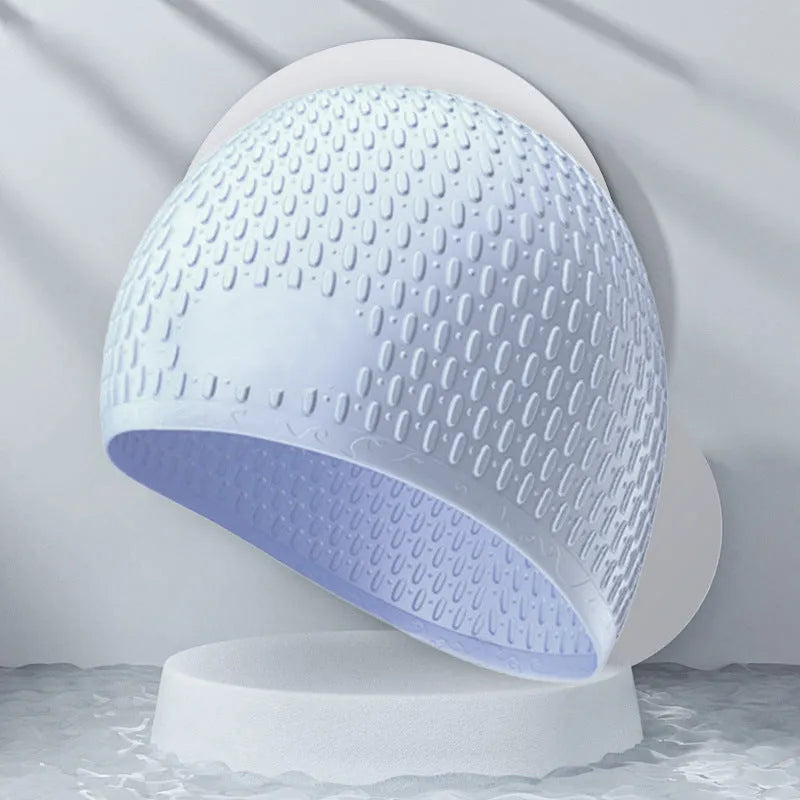 Silicone water drop design swimming cap for adults in multiple colour options