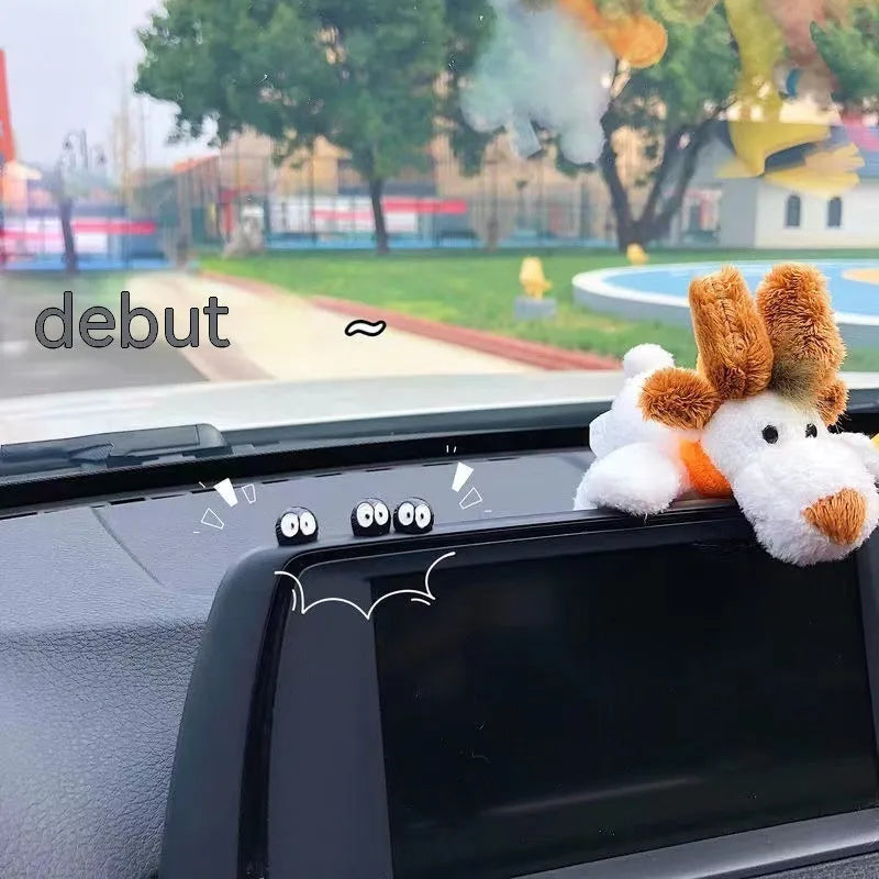 Black cartoon briquette resin car decoration ornament with traceless tape.