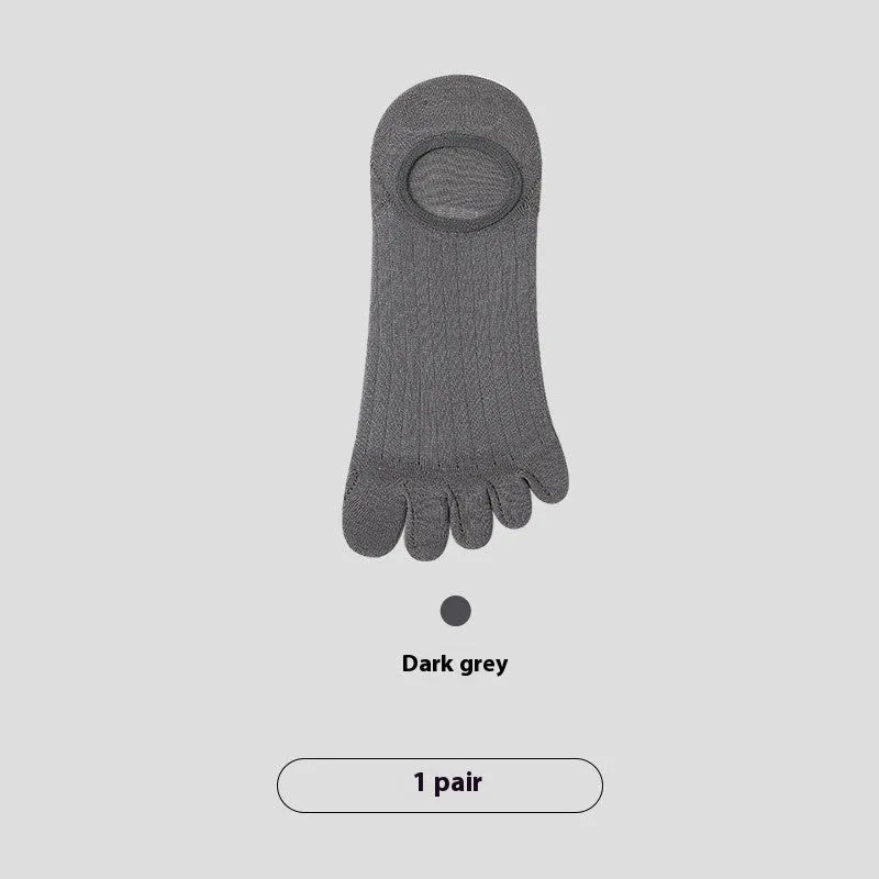 Men's five-finger invisible socks in modal fabric showing toe separation and colour options