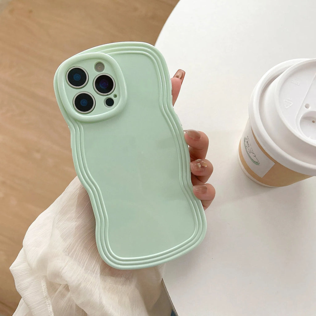 Cream candy colour wave design TPU case for iPhone on a white background.