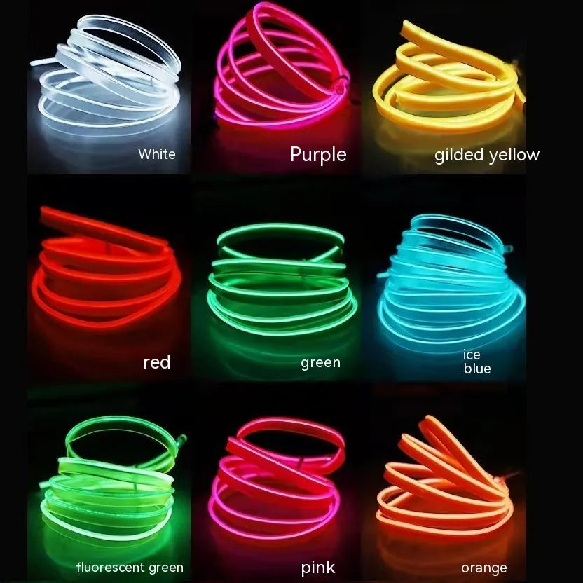 6-metre USB car ambient light cable in ten colour options for vehicle interior installation
