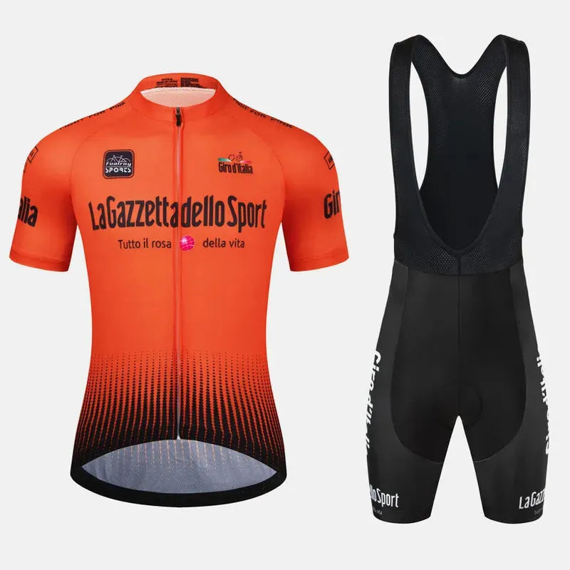 Cycling short sleeve loop pattern suit in a selection of colours on a size chart showing XS to 4XL.