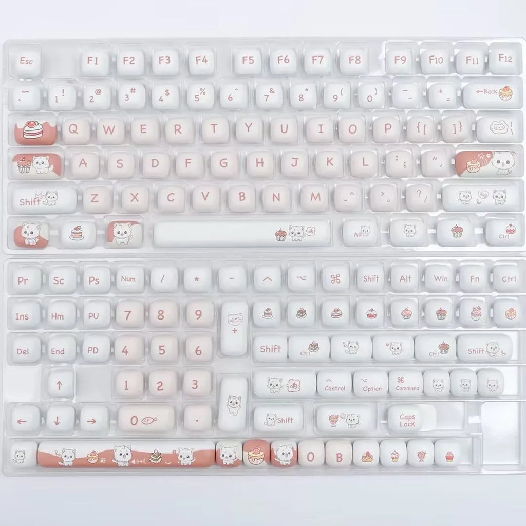 Dessert cat cartoon mechanical keyboard key cap set with MOG round design