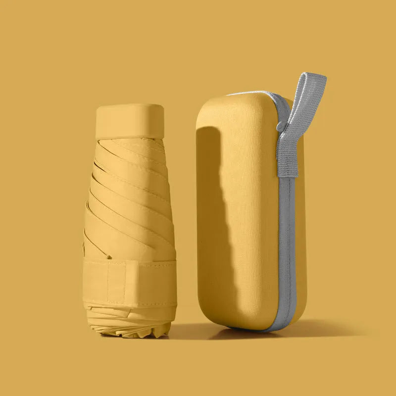 Ultra-light six-fold manual umbrella in sky blue with capsule box