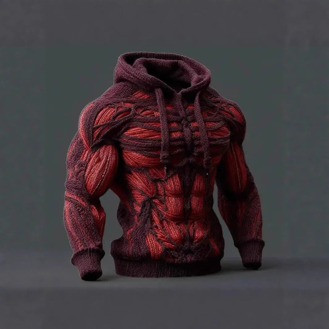 Simple digital print long sleeve men's hooded sweatshirt in Gray, pullover style, front view