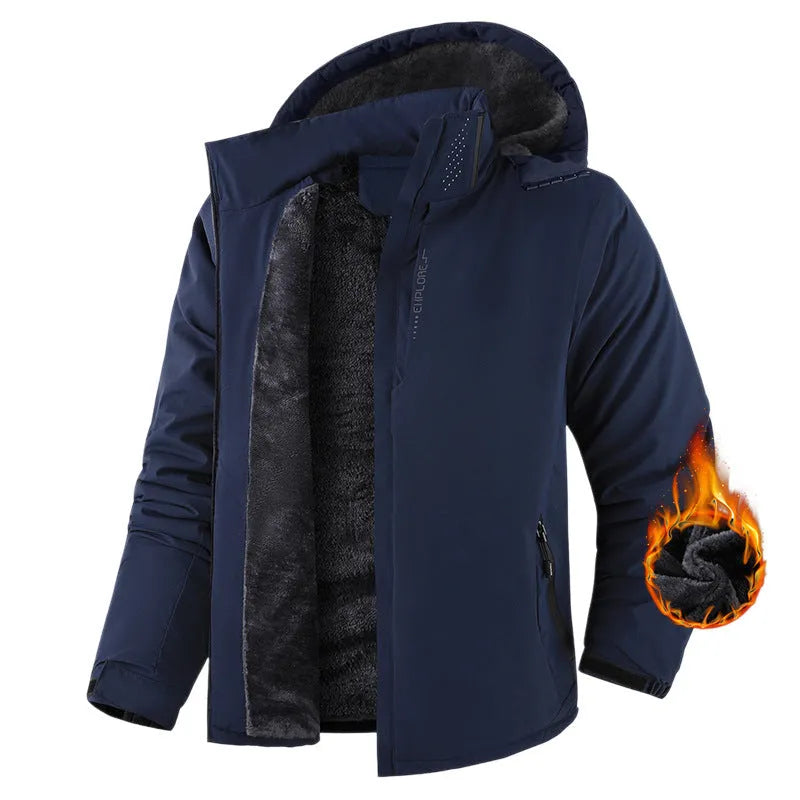 Autumn winter couple outdoor wind coat in beige, waterproof and breathable for hiking and camping