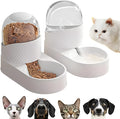 White gravity cat feeder and water dispenser set with wave-shaped design, 2L capacity each.