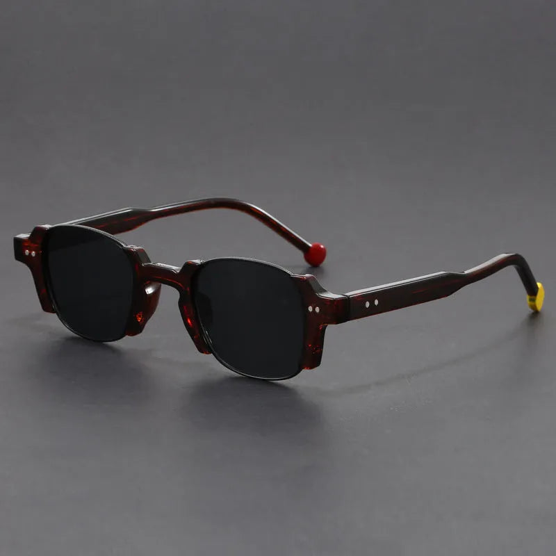 Retro square frame sunglasses with PC construction in seven colour options including dark green and bright black