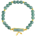 S925 silver bracelet with natural A cargo jade and blue round beads on a wrist.