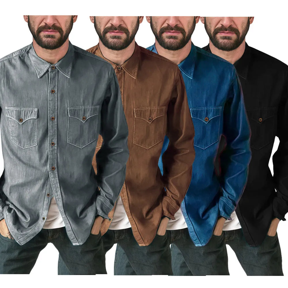 Men's denim cardigan coat in cotton fabric available in multiple sizes and colours
