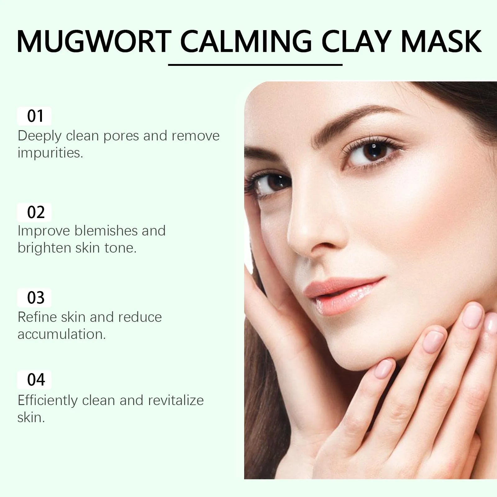 55g jar of pore cleaning bentonite clay mud mask with moxa leaf extract