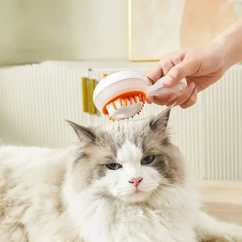 Automatic cleaning pet bath brush with soft gel massage head in blue and orange colour options