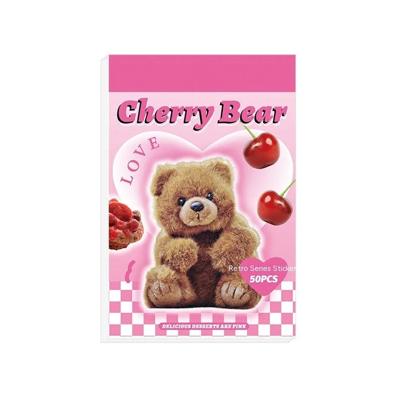 Cartoon mini sticker book open showing 4x6cm adhesive sheets in various colours on copper board paper.