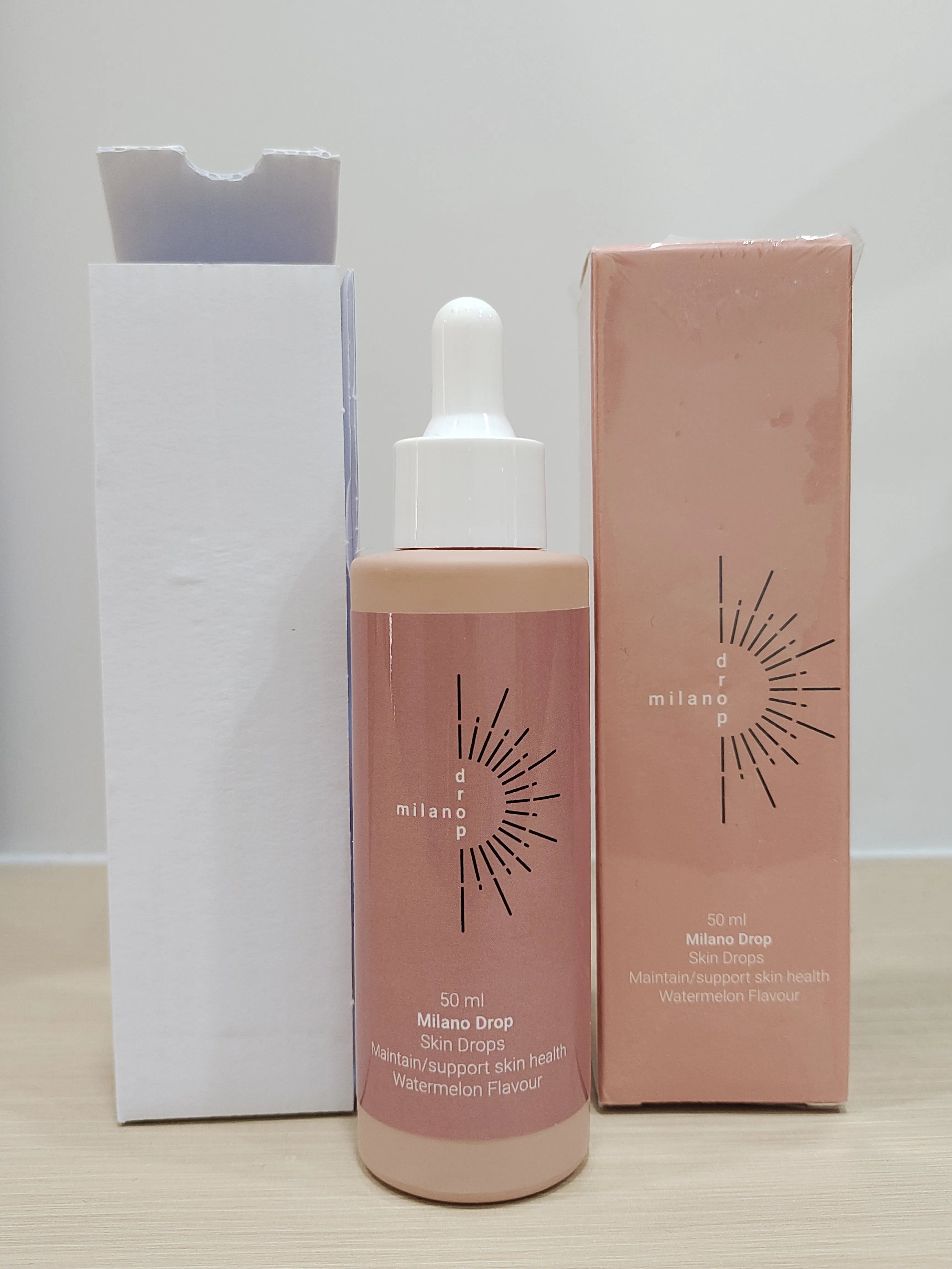 50ml tanning serum drops bottle in mi Lian colour box packaging for face and body tanning