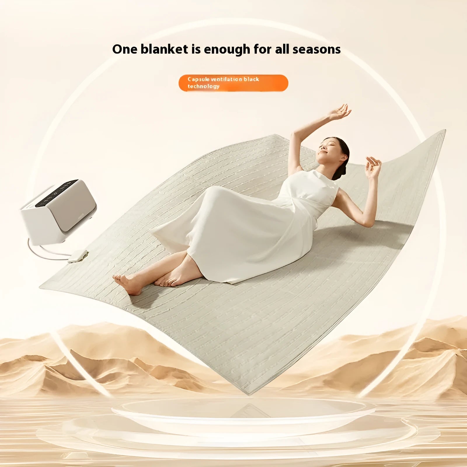 White Aideng electric water blanket with PVC plush construction and smart host control unit for bed heating