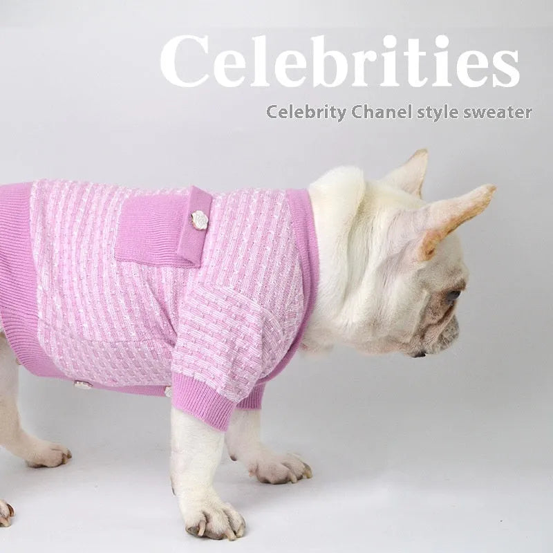 Classic style wool clothing for Schnauzer dog in autumn winter design showing three size options