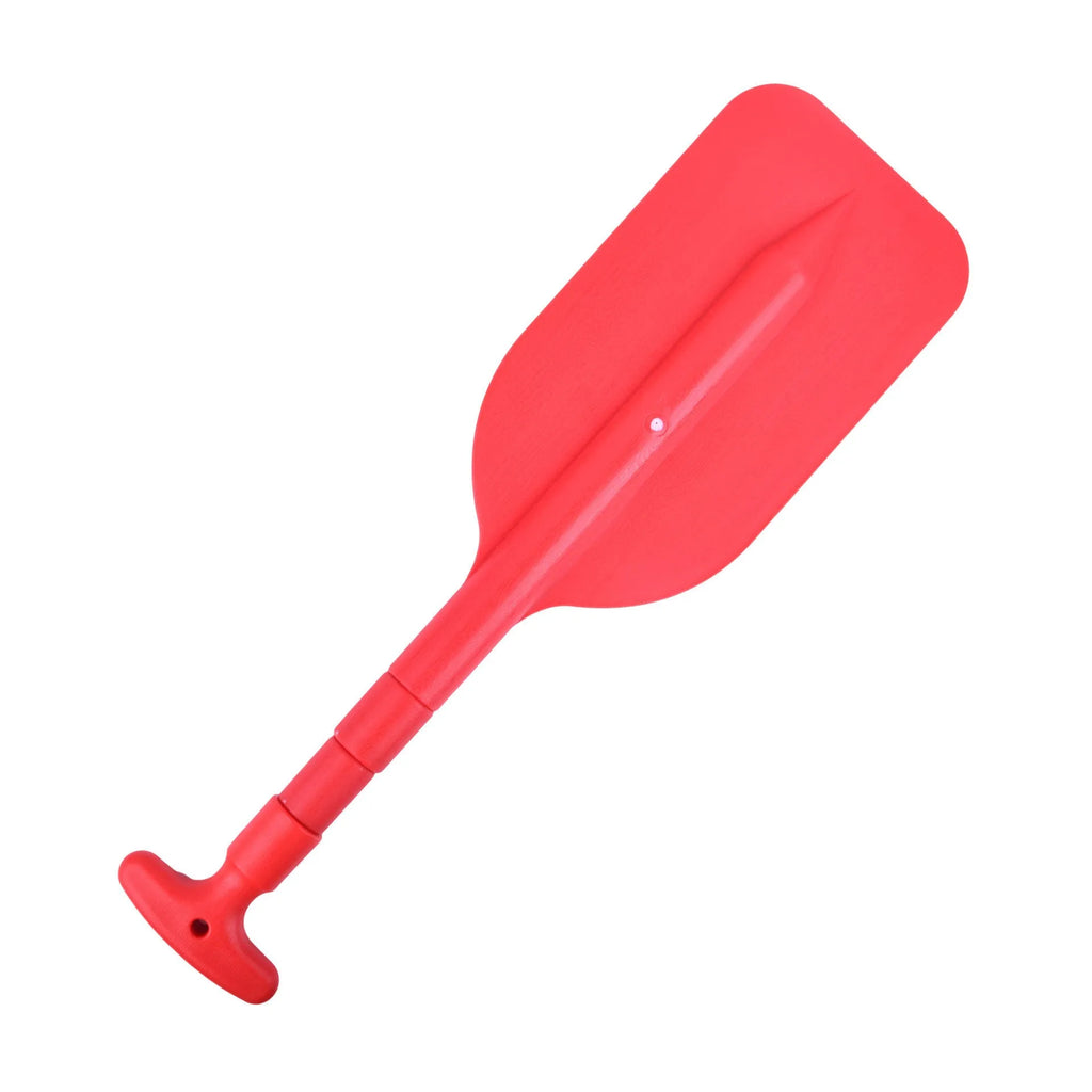 Retractable aluminium alloy paddle collapsed to 54cm on a white background with black and red options shown