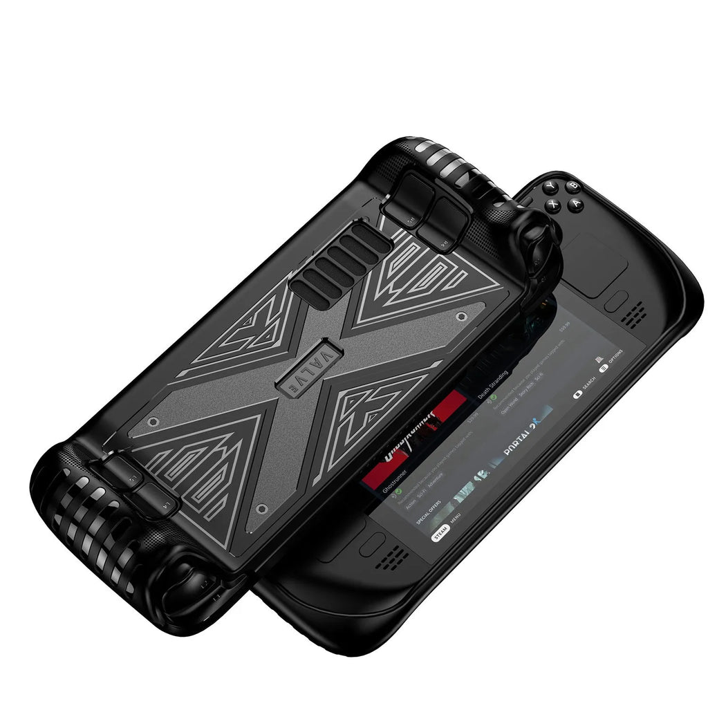 TPU silicone protective cover for Steam Deck console in red, blue, and black colour options