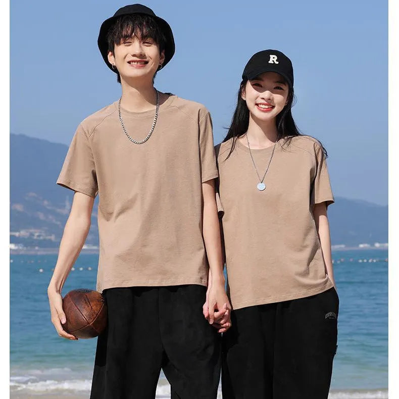 Men's pure cotton straight cut short sleeve t-shirt shown in a solid colour.