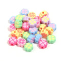 15mm frosted acrylic clover beads in mixed colours including pink, green, blue, and purple