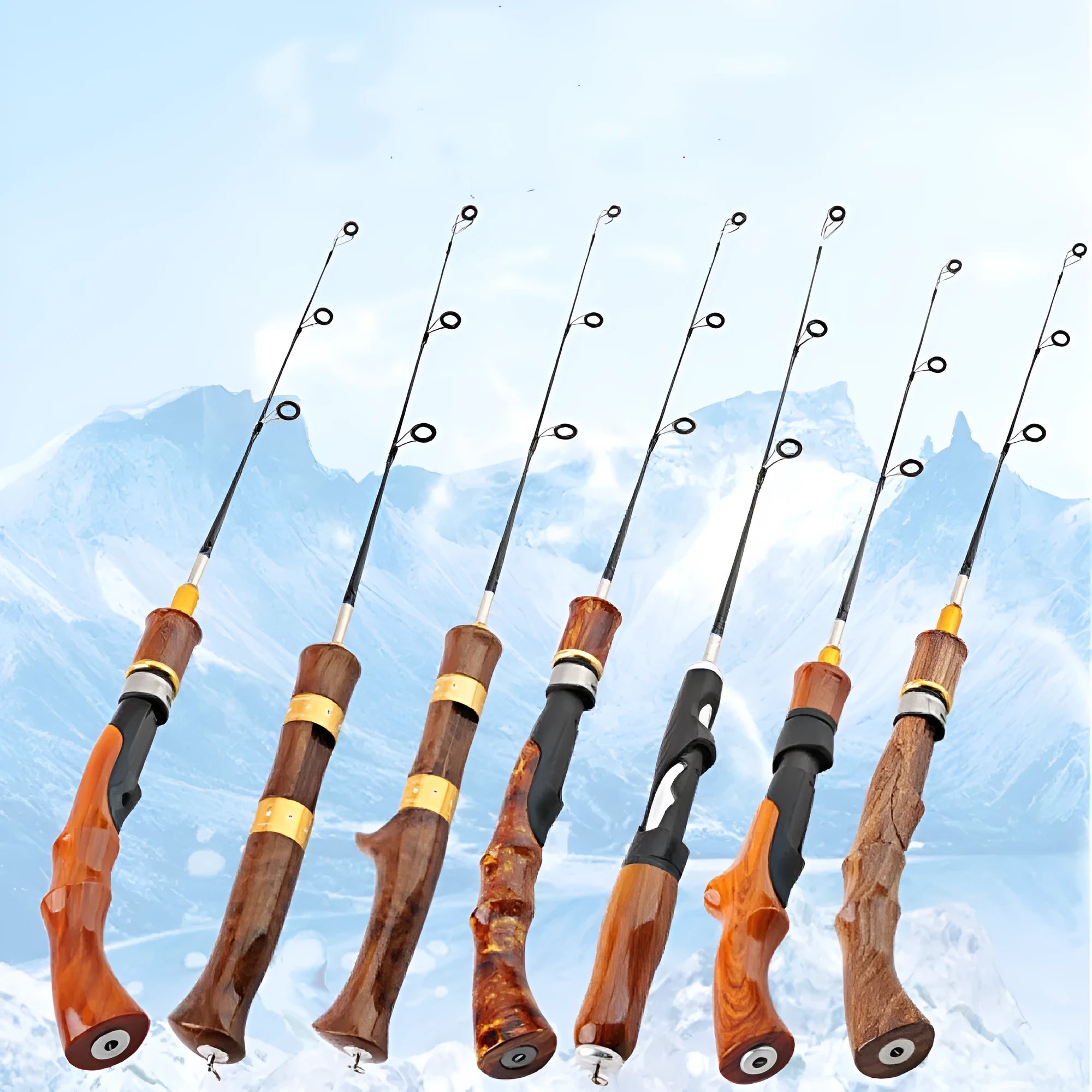 FRP ice fishing rod compact portable straight handle colour option for ice fishing boat