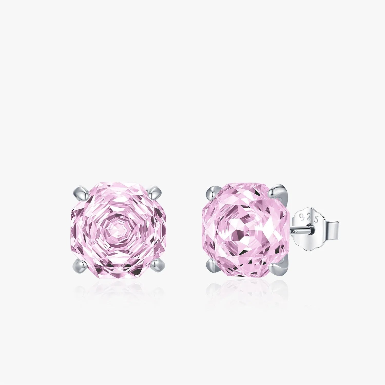 S925 sterling silver rose stud earrings for women in pink 6mm and 8mm sizes