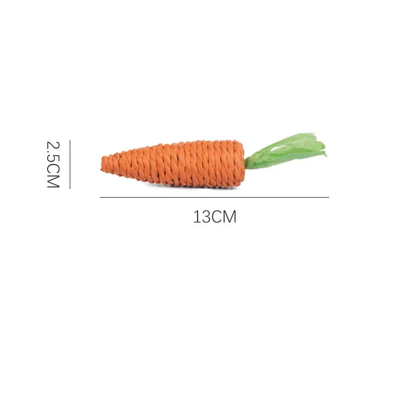 Cat toys set with carrot-shaped paper toys, ringing stones, dental sticks, and interactive elements in two size options
