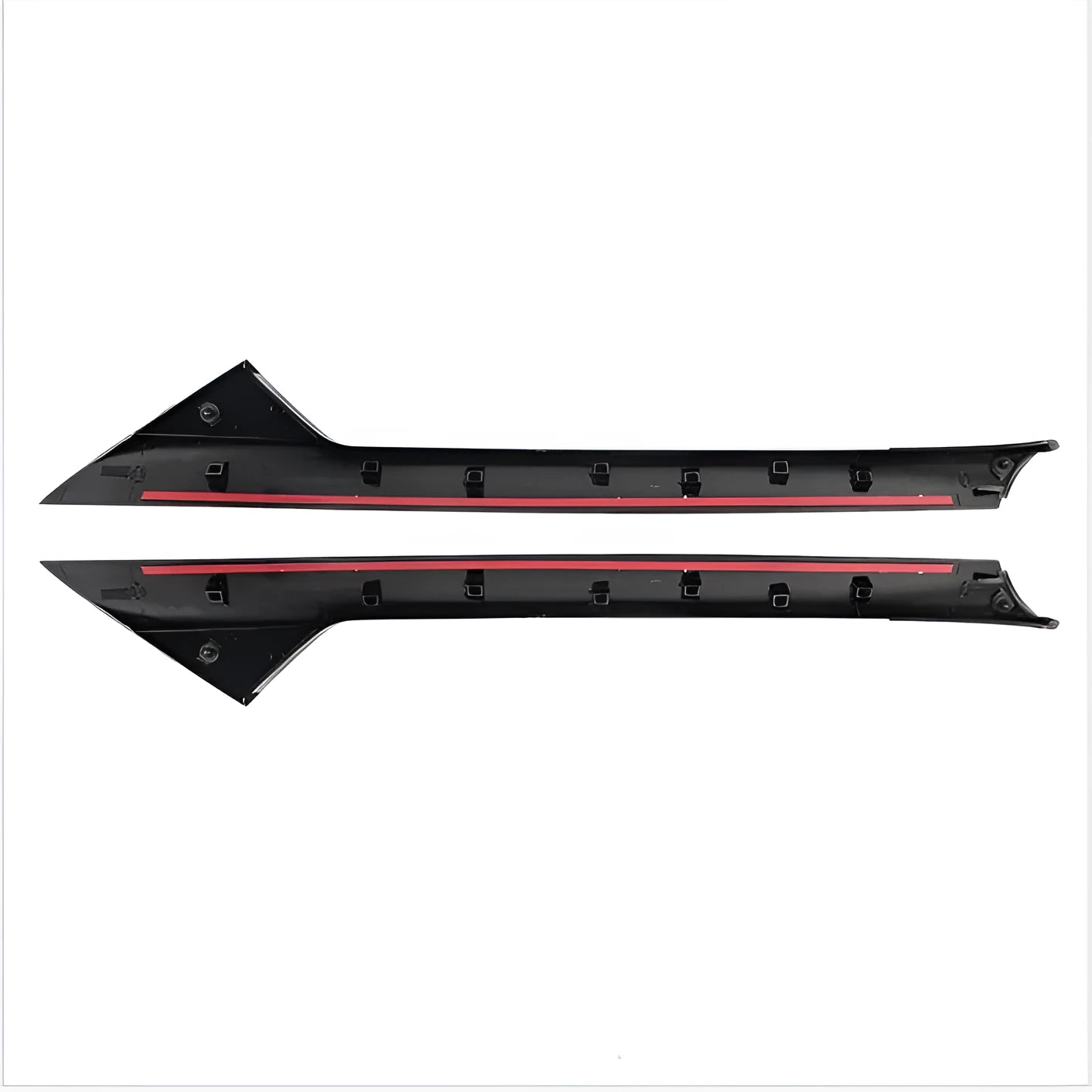 Gloss black Ford front windshield trim panel set with product codes BB5Z-7803144-AA and BB5Z-7803145-AA