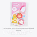 Animal-shaped sticky note set showing six cute designs including bunny, kitten, puppy and sea otter themes