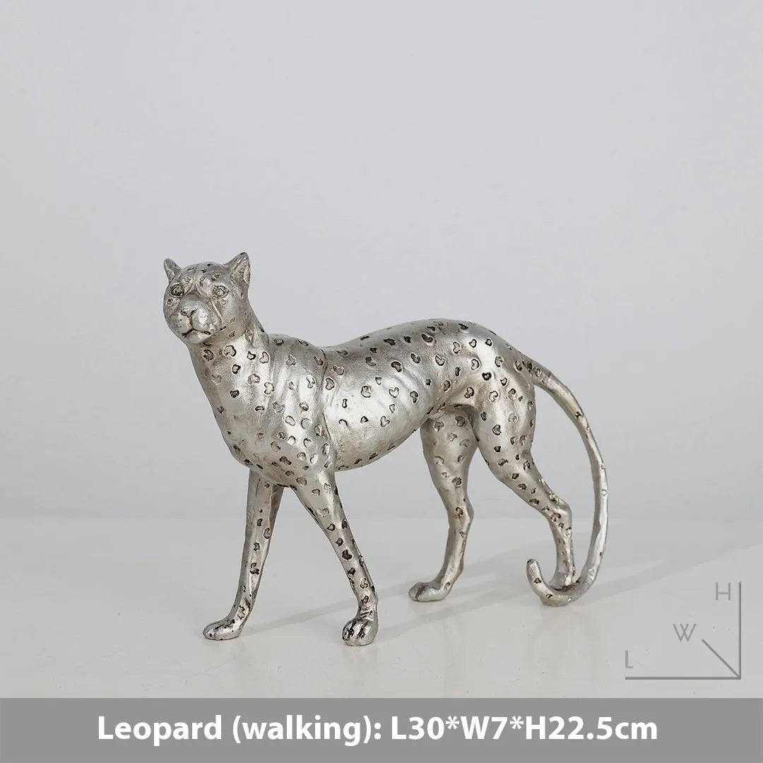 Resin leopard ornament in American Leopard design - small size, large size, and walking posture options