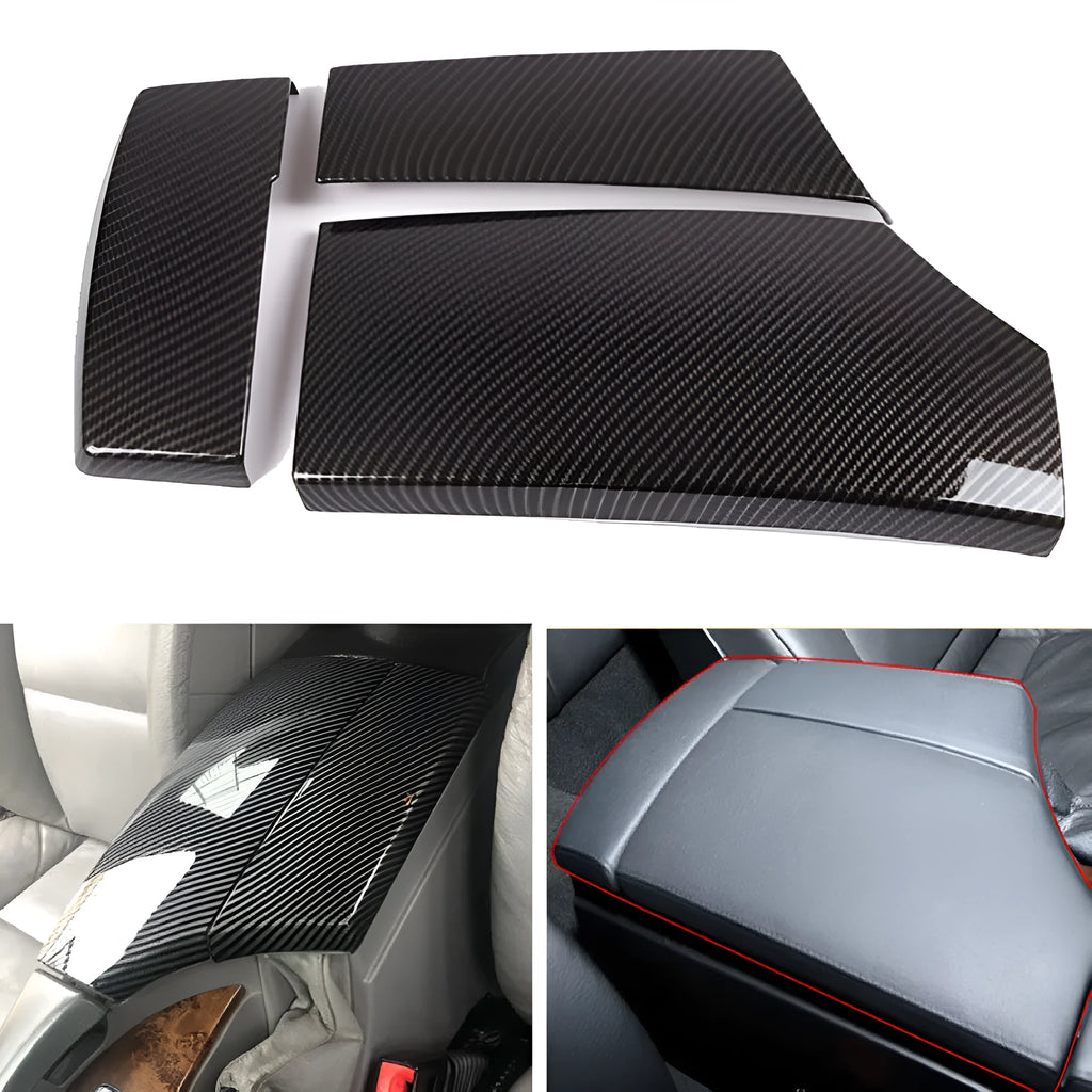 Three-piece ABS carbon fibre pattern protective cover for car centre console armrest box