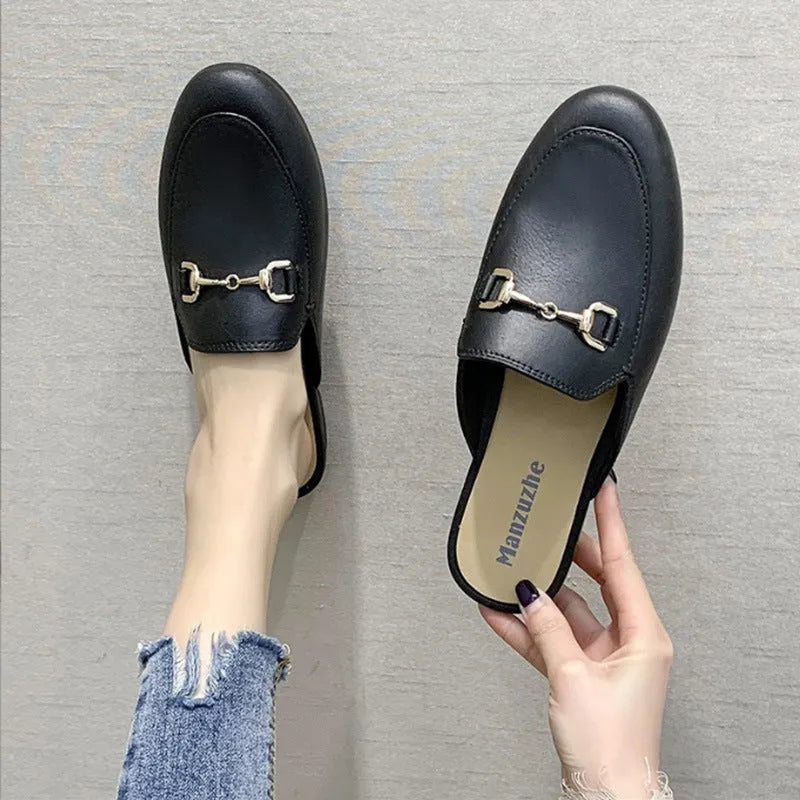Women's PVC closed toe slippers with buckle fastening in three colour options