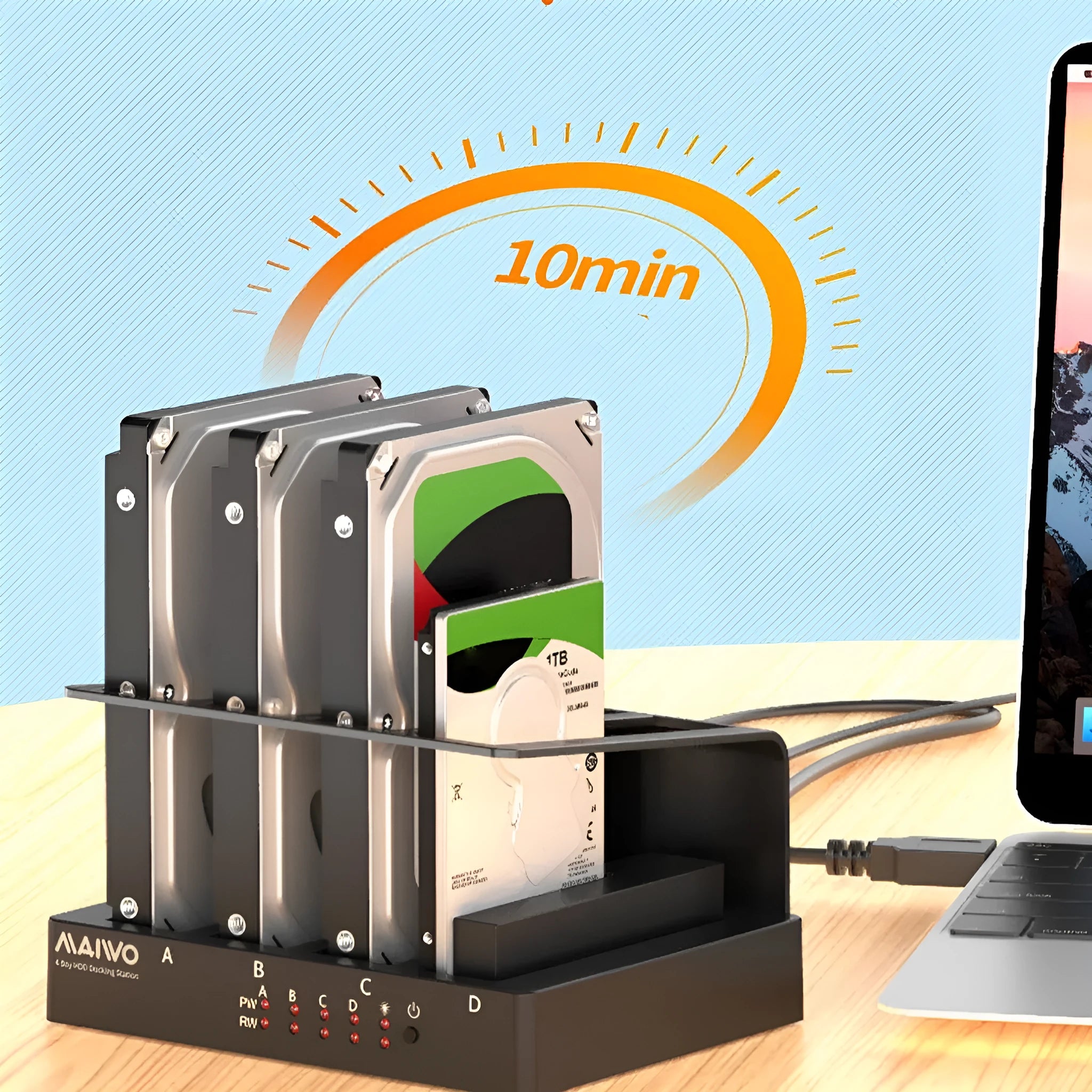 K305BU3S external hard drive expansion base for four 2.5-inch drives with cables and brackets