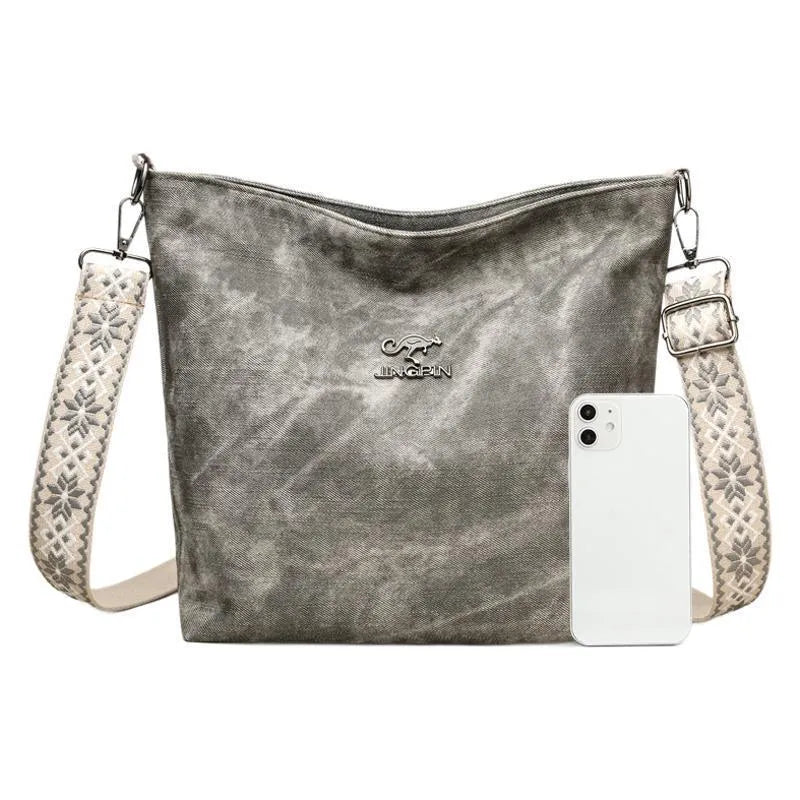 Soft PU crossbody shoulder bag in pink, grey or yellow with polyester lining
