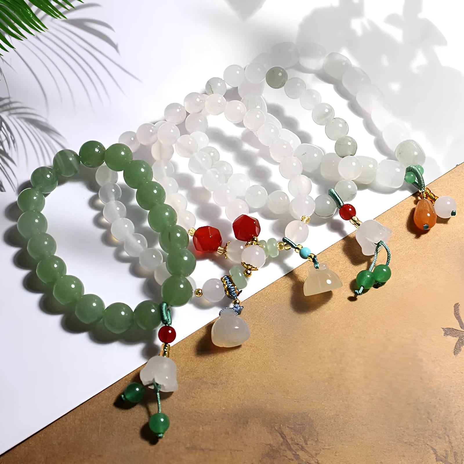 Hand-woven Chinese style agate bracelet with lotus seedpod beads and geometric design