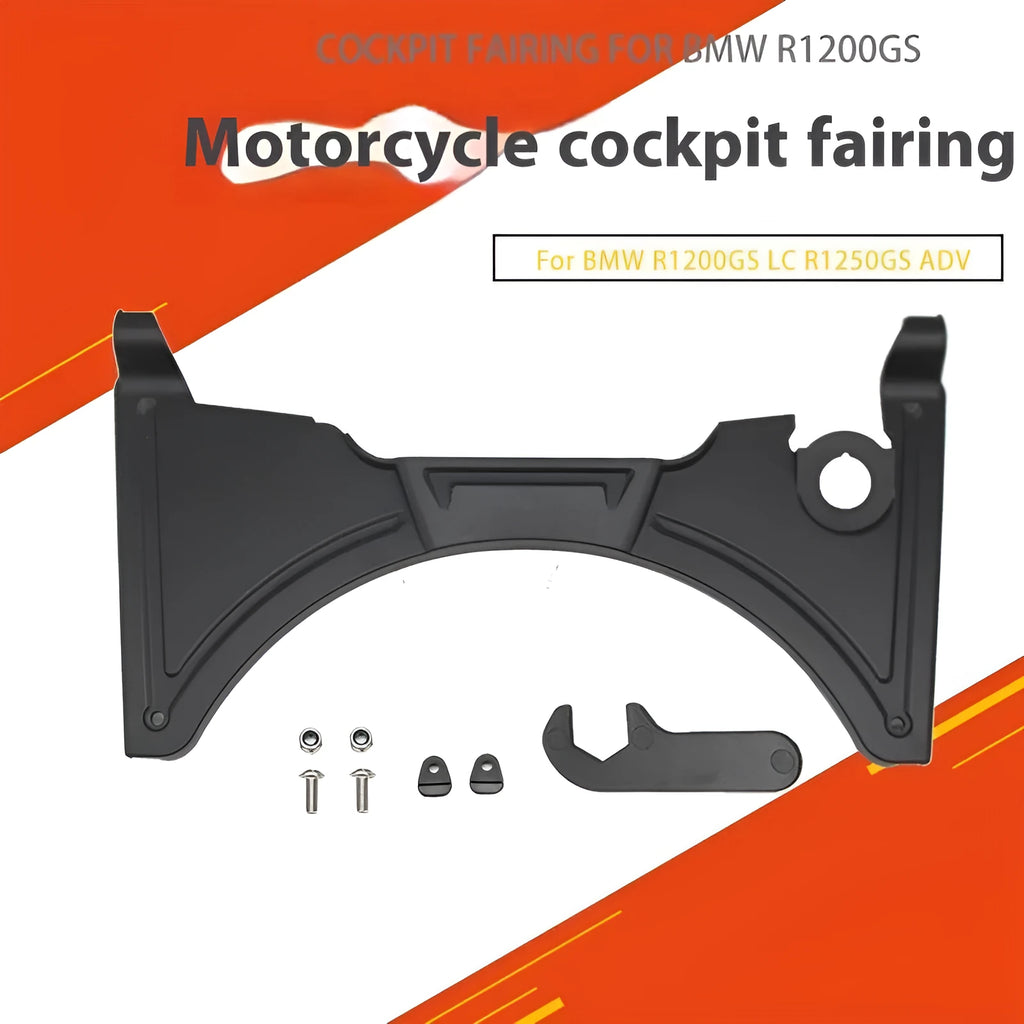 Black motorcycle cockpit fairing accessory for BMW R1250GS and R1200GS LC models.