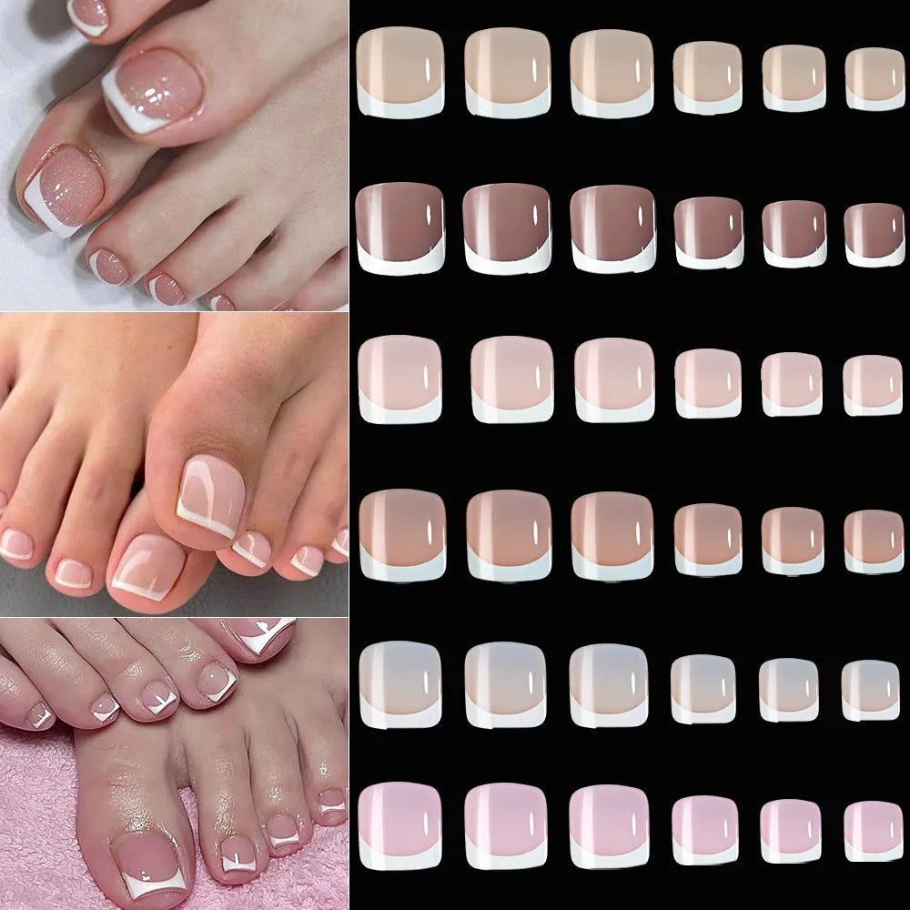 French white edge toe nail pieces in nude colours, 120 pieces in box with nine colour options