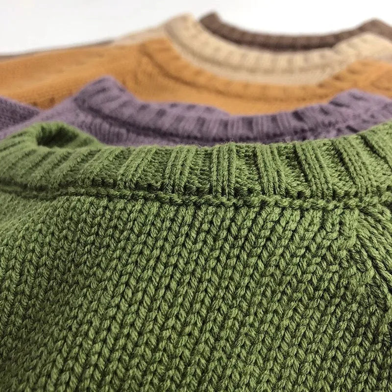 Baby retro pullover knitwear top in brown with long sleeves, suitable for autumn and winter, Korean style